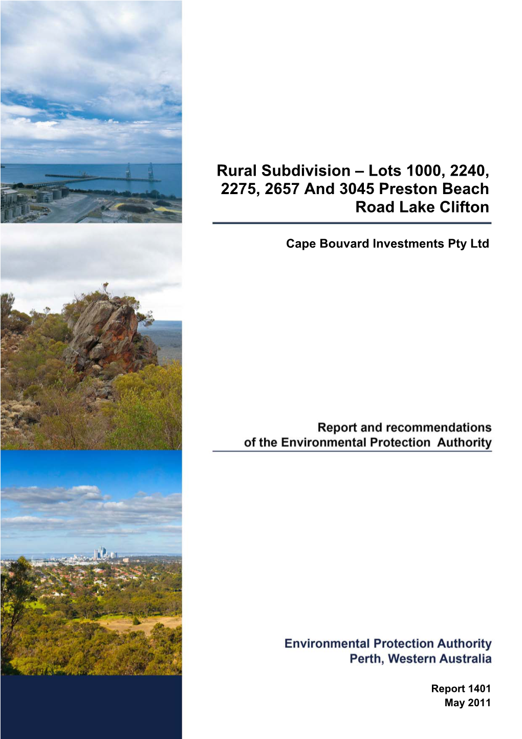 Rural Subdivision – Lots 1000, 2240, 2275, 2657 and 3045 Preston Beach Road Lake Clifton