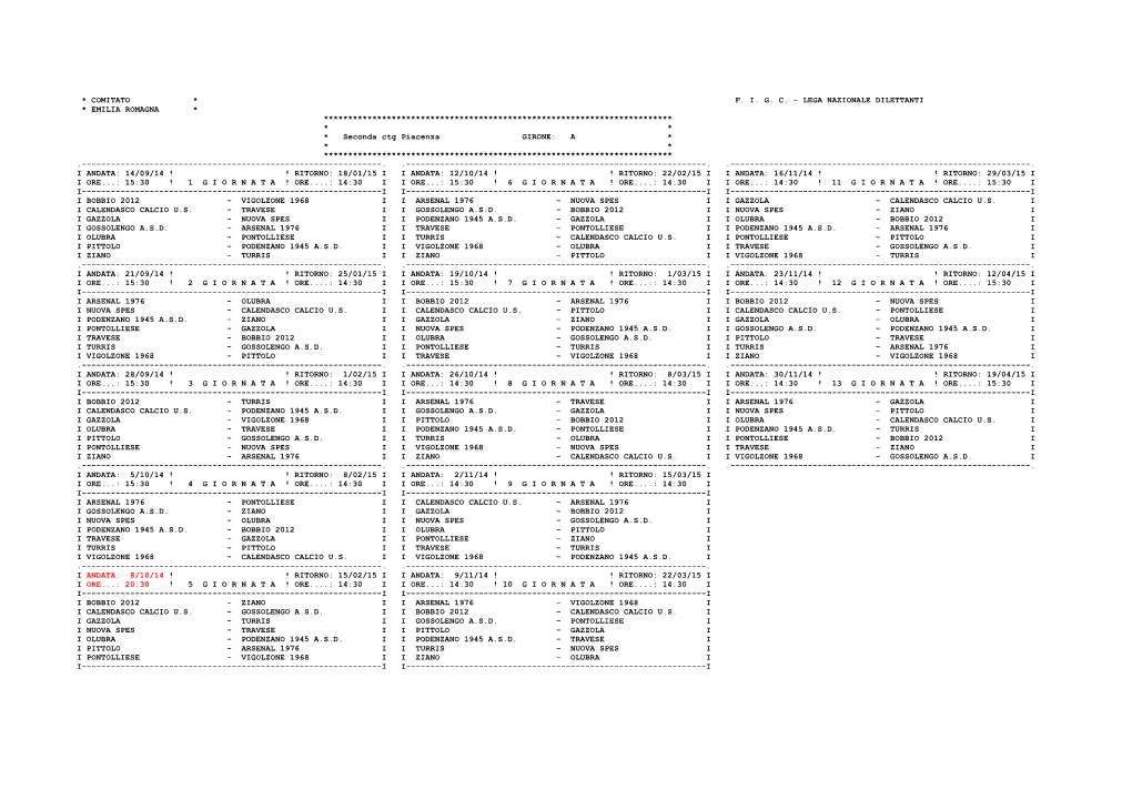 Seconda Categoria Girone A