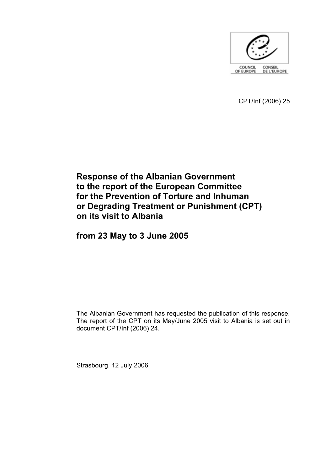 Response of the Albanian Government