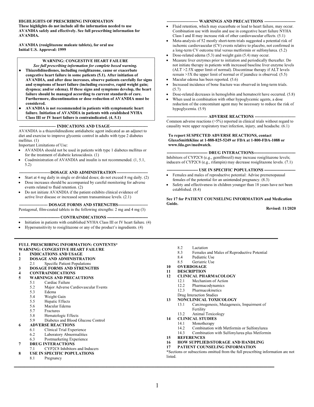 AVANDIA (Rosiglitazone Maleate Tablets), for Oral Use Ischemic Cardiovascular (CV) Events Relative to Placebo, Not Confirmed in Initial U.S