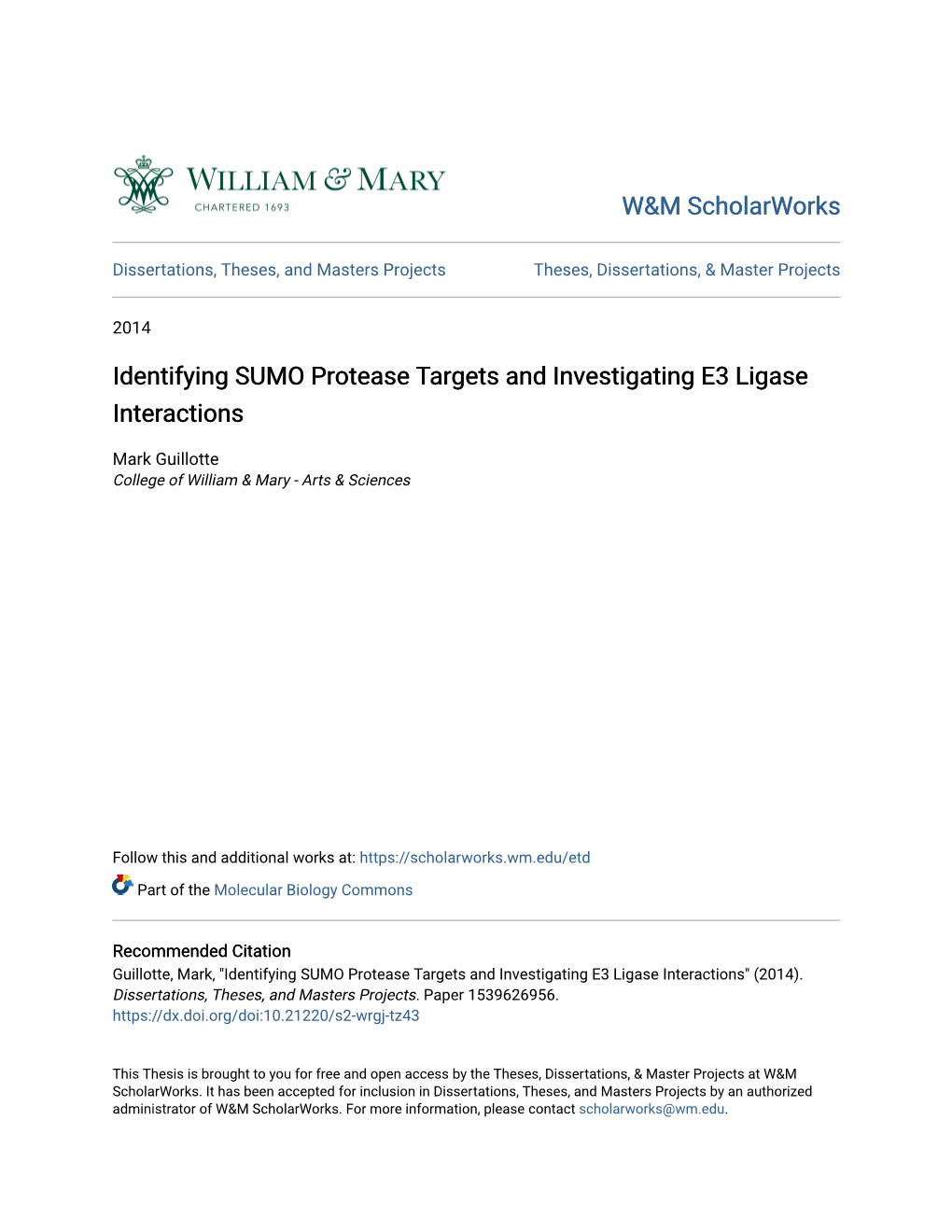 Identifying SUMO Protease Targets and Investigating E3 Ligase Interactions