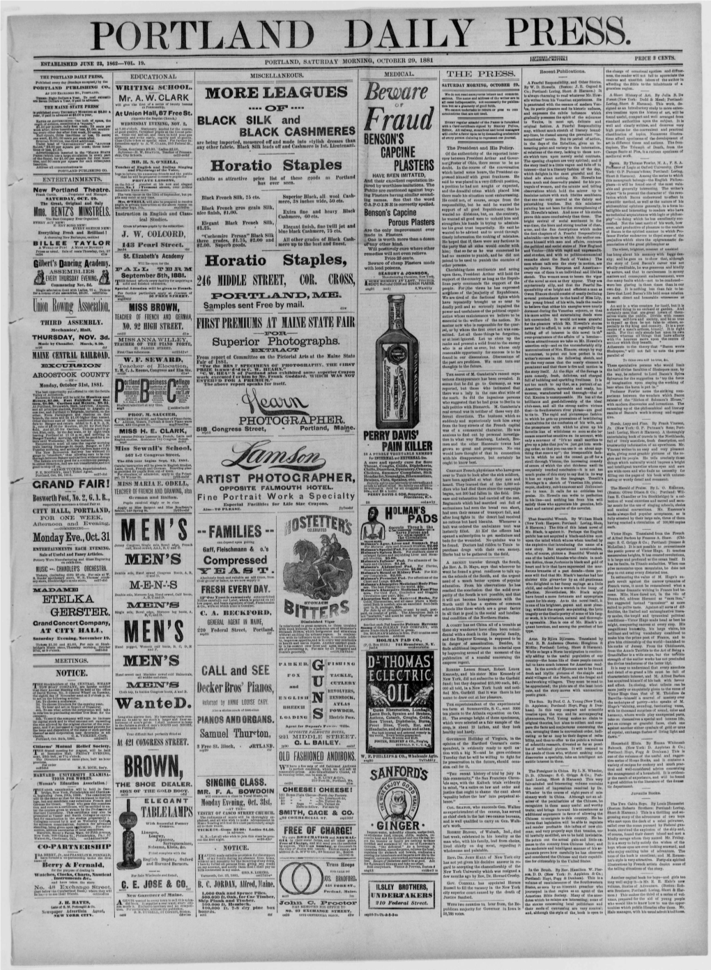 Portland Daily Press: December 23,1884