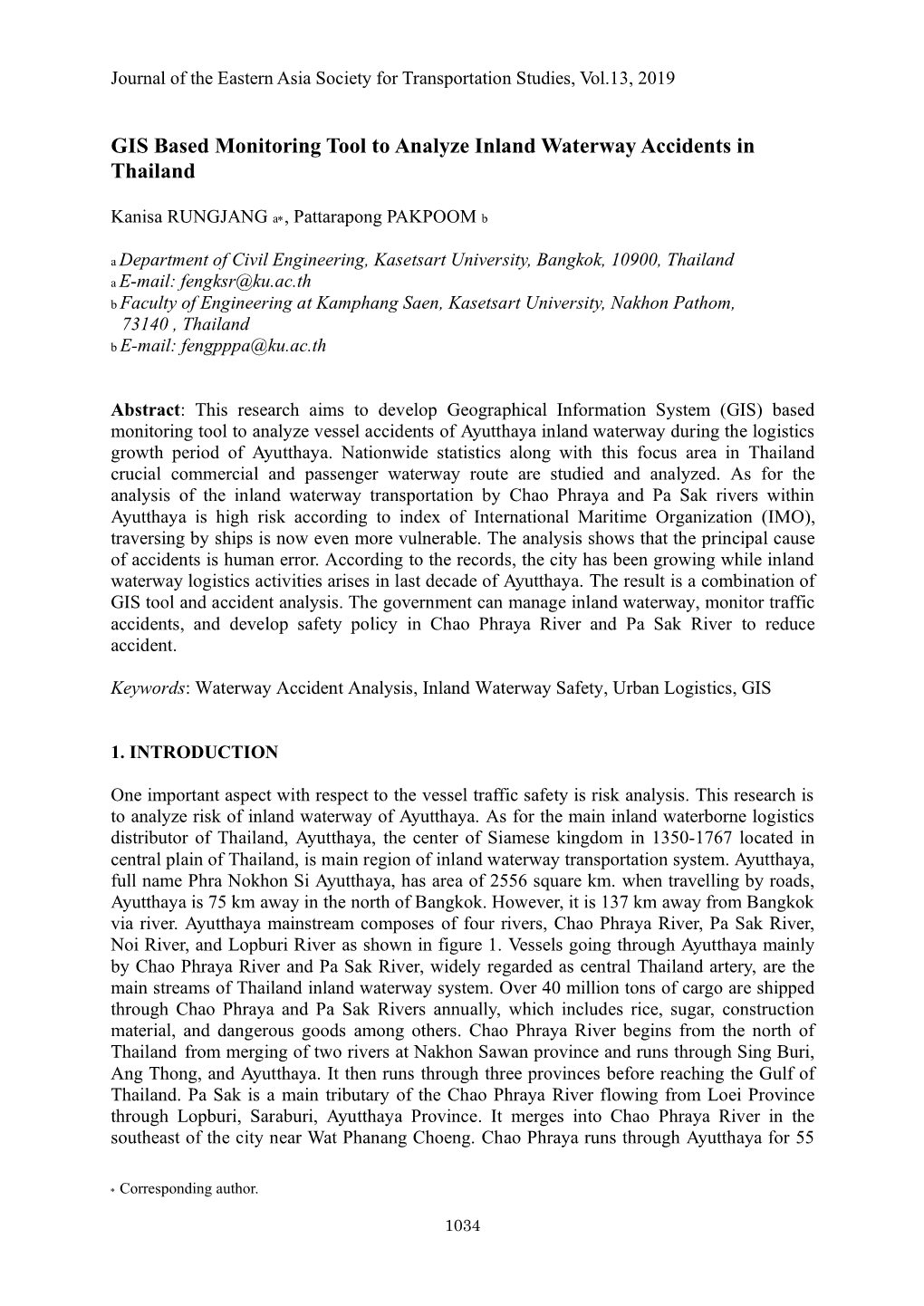 GIS Based Monitoring Tool to Analyze Inland Waterway Accidents in Thailand