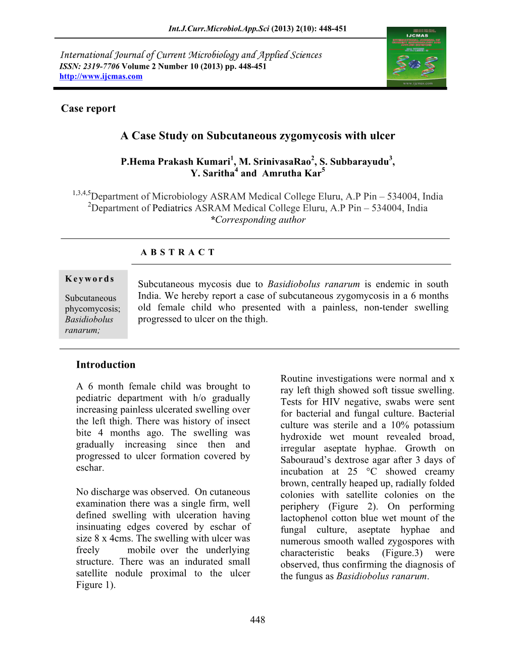 A Case Study on Subcutaneous Zygomycosis with Ulcer