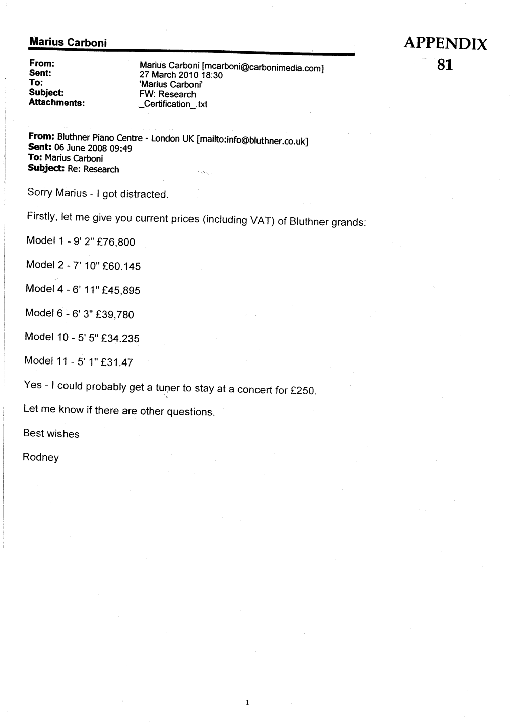 APPENDIX From: Marius Carboni (Mcarboni(1Carbonimedia.Comj 81 Sent: 27 March 2010 18:30 To: 'Marius Carboni' Subject: FW: Research Attachments: Certificalion