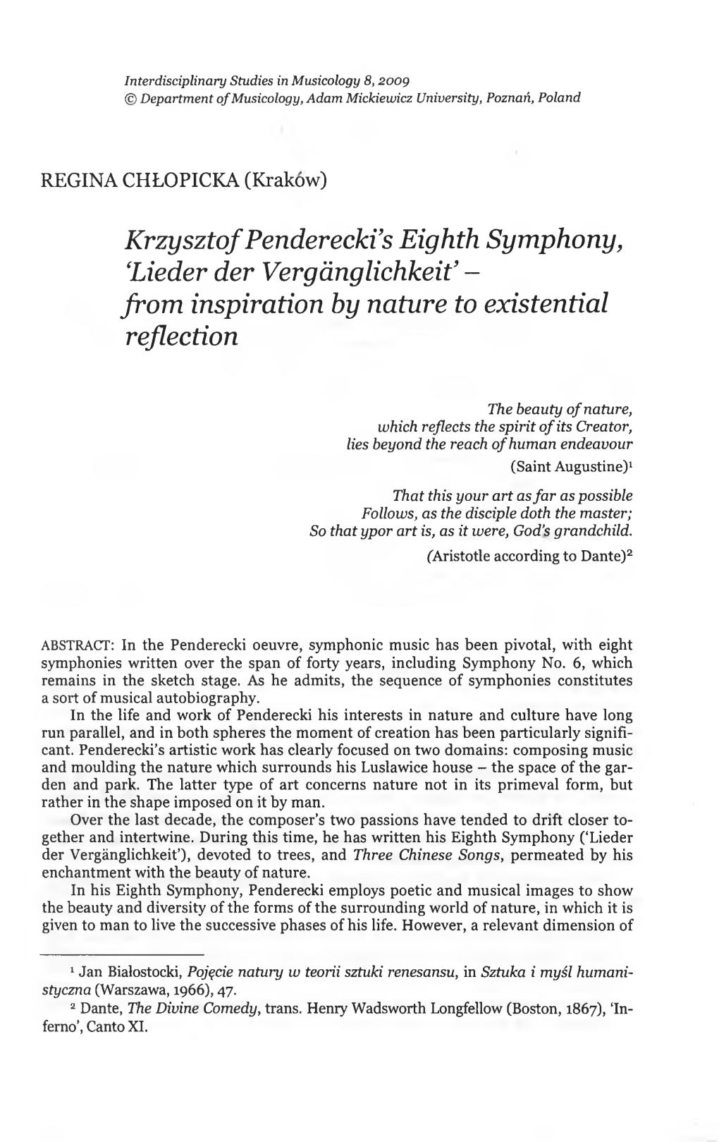 Krzysztof Penderecki's Eighth Symphony