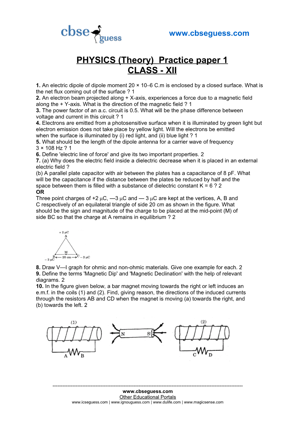 PHYSICS (Theory) Practice Paper 1