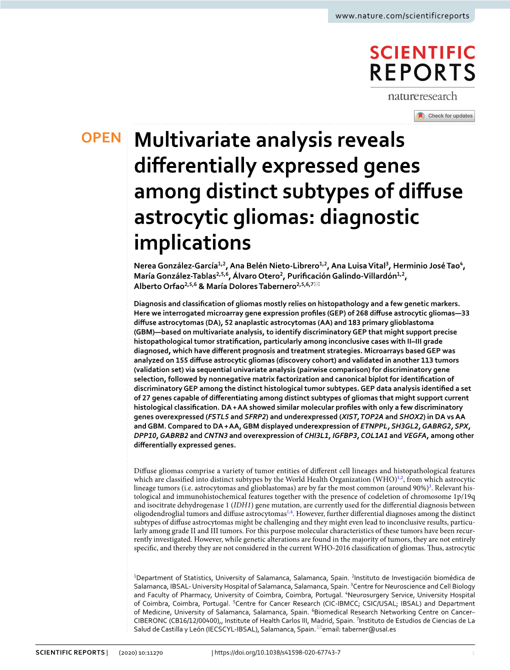 Multivariate Analysis Reveals Differentially Expressed Genes