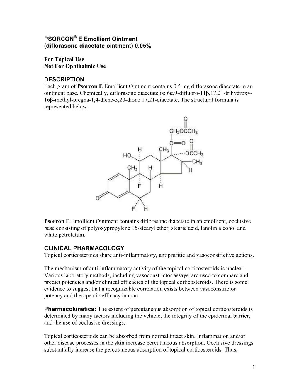PSORCON® E Emollient Ointment (Diflorasone Diacetate Ointment) 0.05%