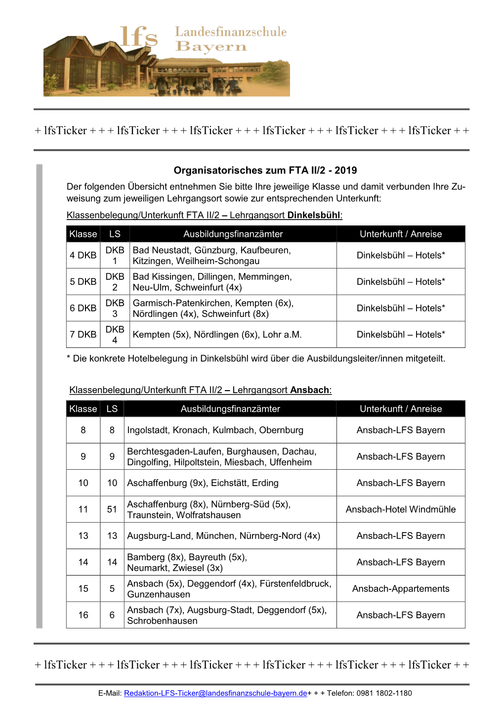 Organisatorisches Zum FTA II/2 2019