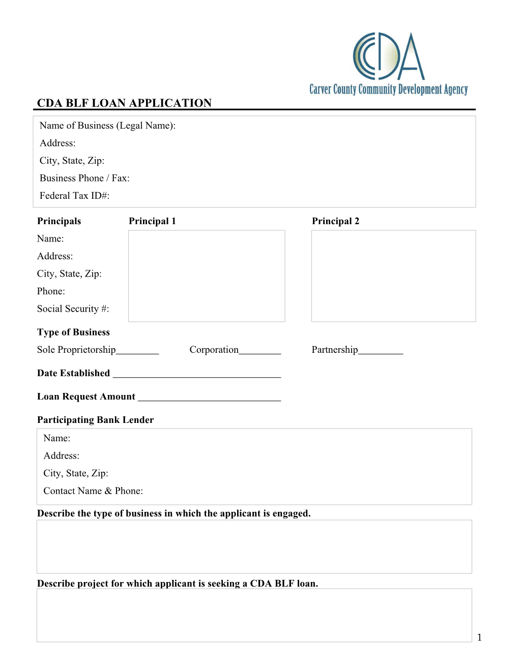 Cda Blf Loan Application