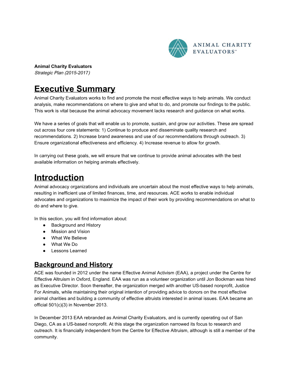 Executive Summary Introduction