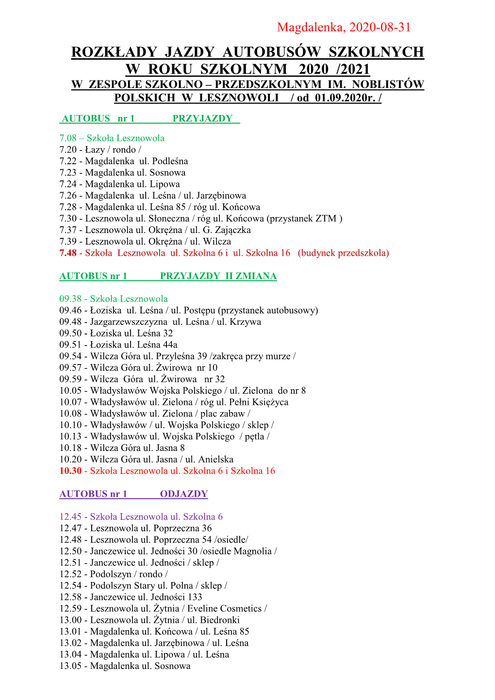 Rozkład Jazdy Autobusów Szkolnych.Pdf