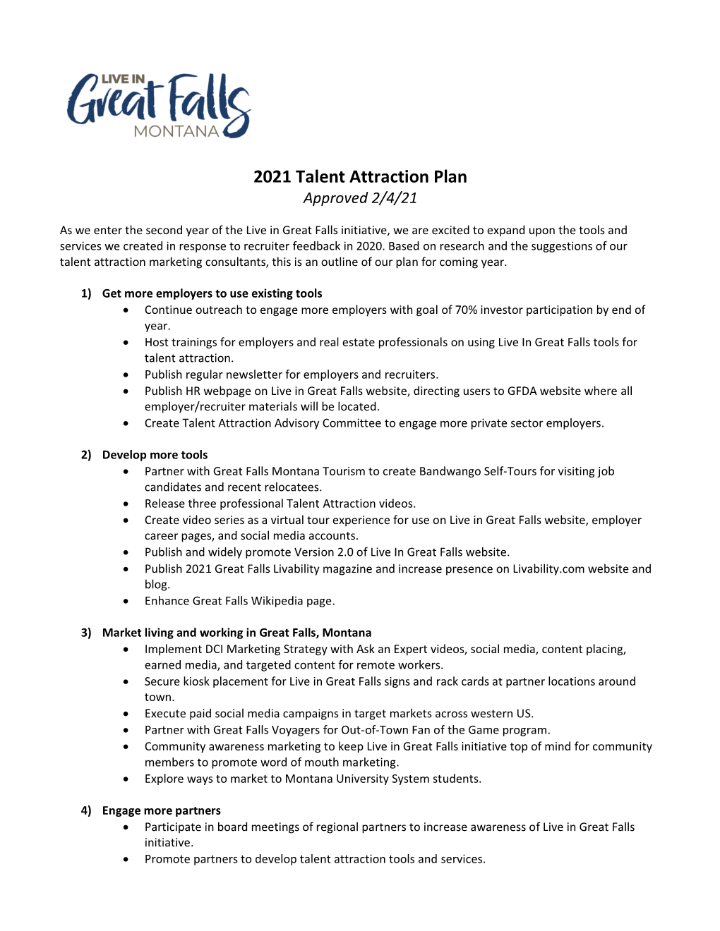 2021 Talent Attraction Plan Approved 2/4/21