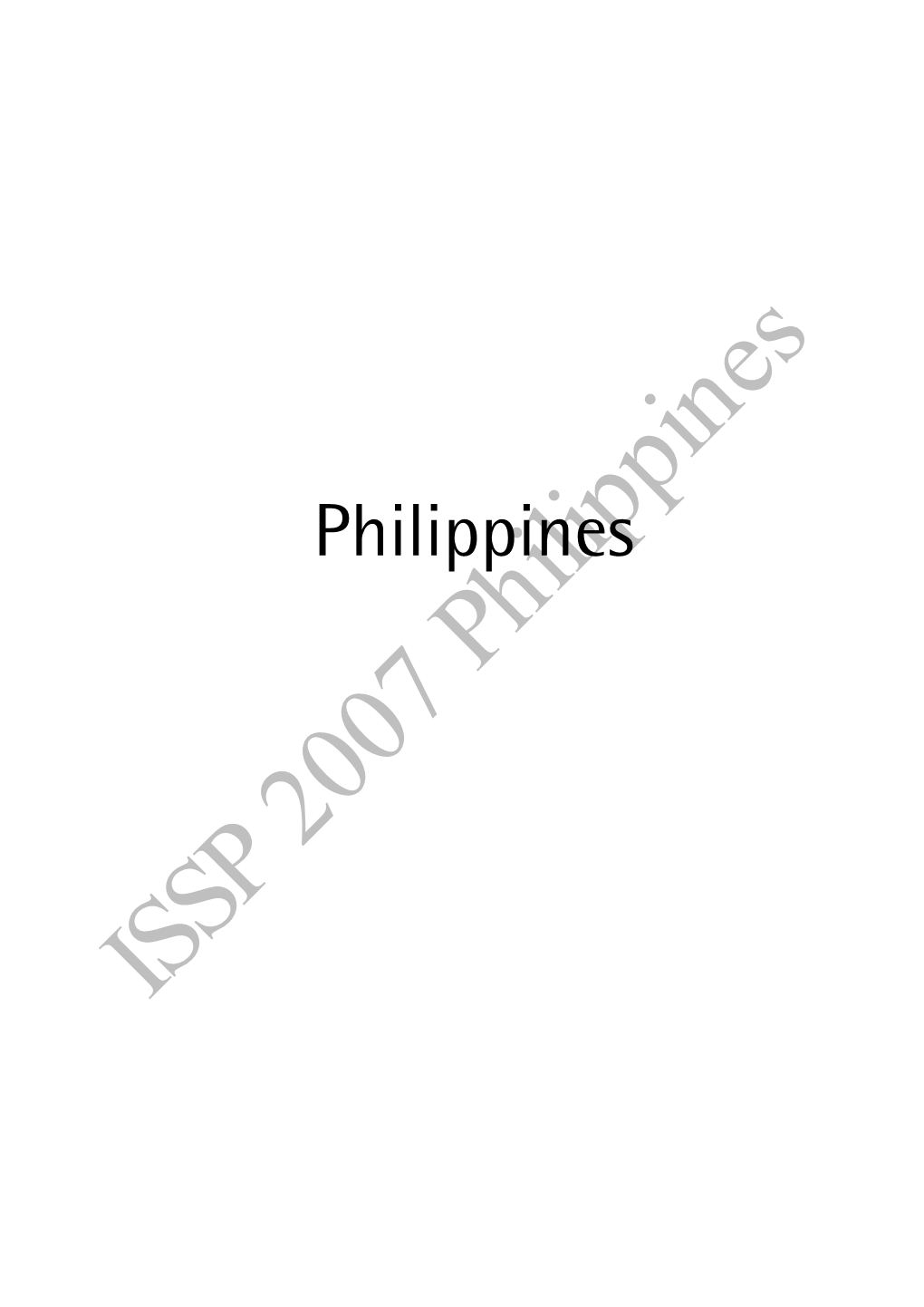 ISSP2006 BV Documentation Form Final PHILIPPINES