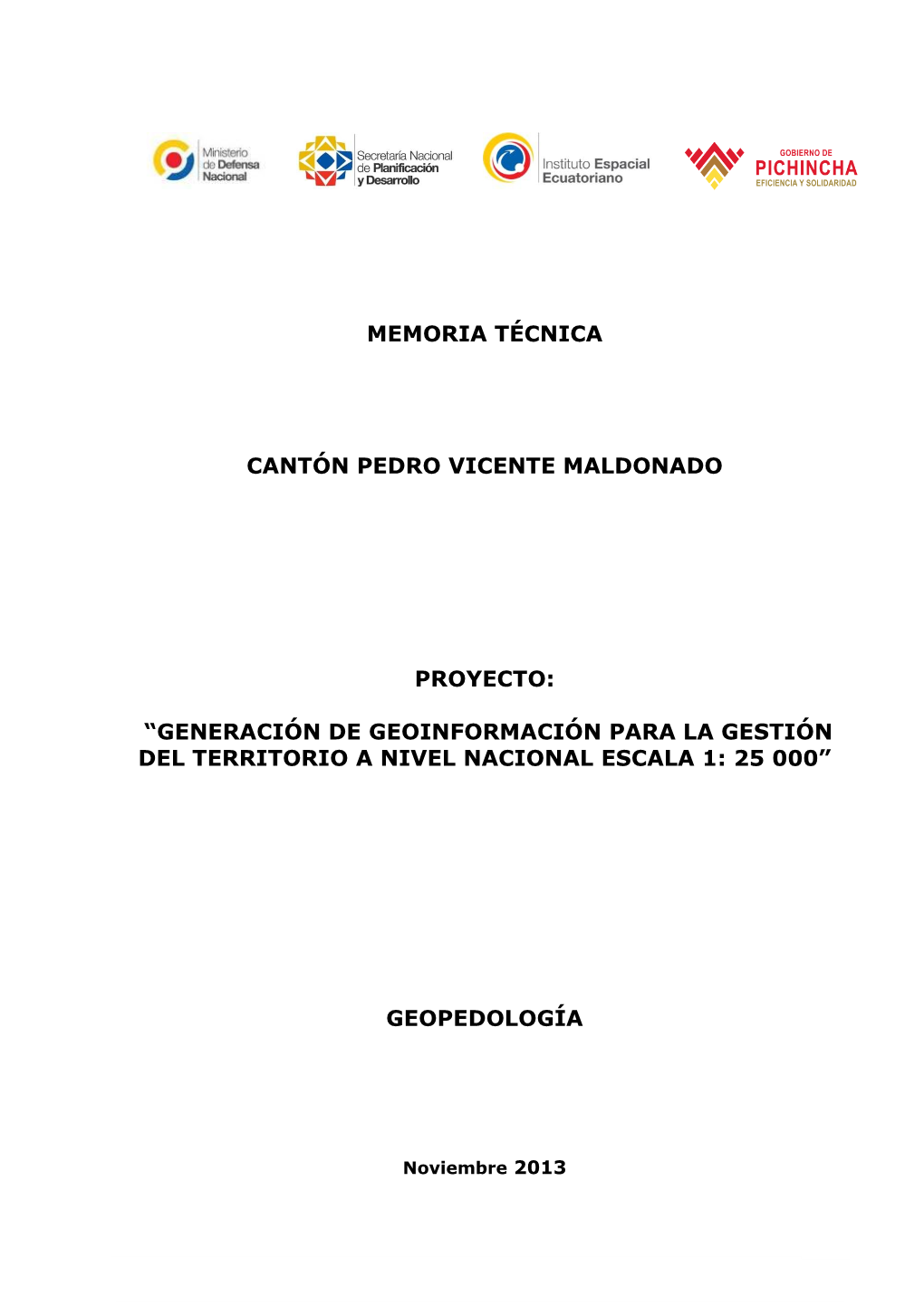 Memoria Técnica Cantón Pedro Vicente Maldonado