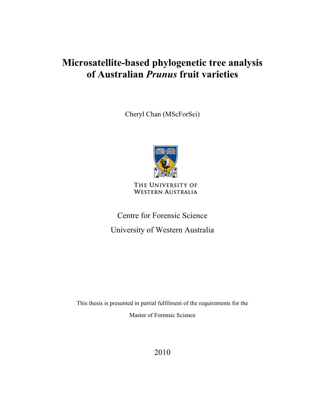 Microsatellite-Based Phylogenetic Tree Analysis of Australian Prunus Fruit Varieties