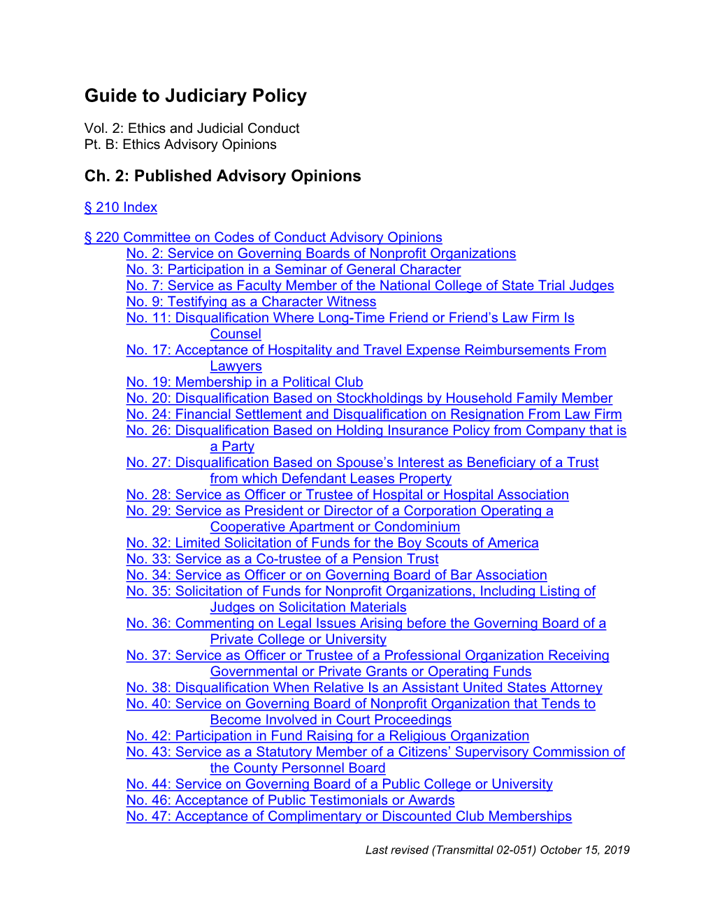 Published Ethics Advisory Opinions (Guide, Vol. 2B, Ch