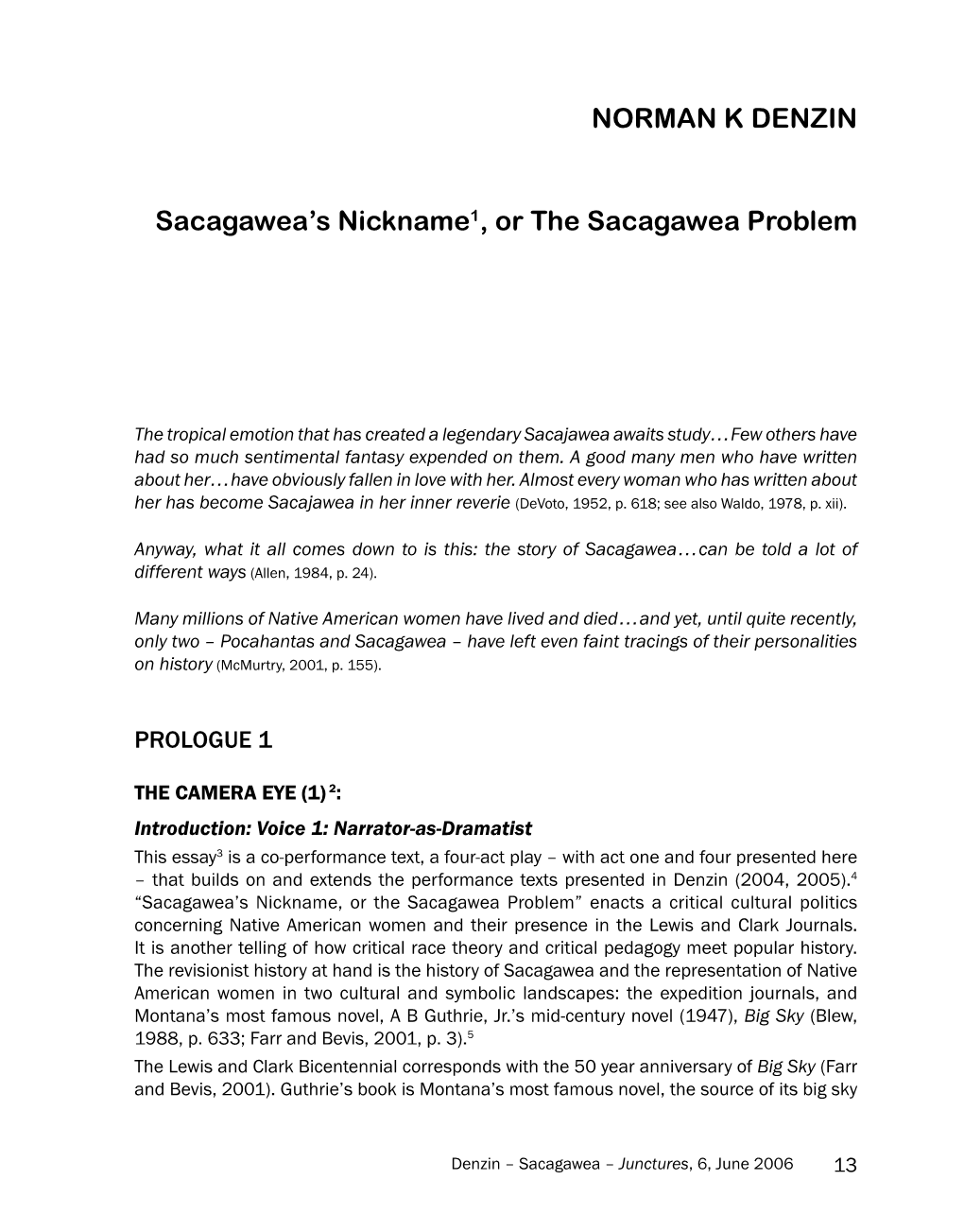 NORMAN K Denzin Sacagawea's Nickname1, Or the Sacagawea