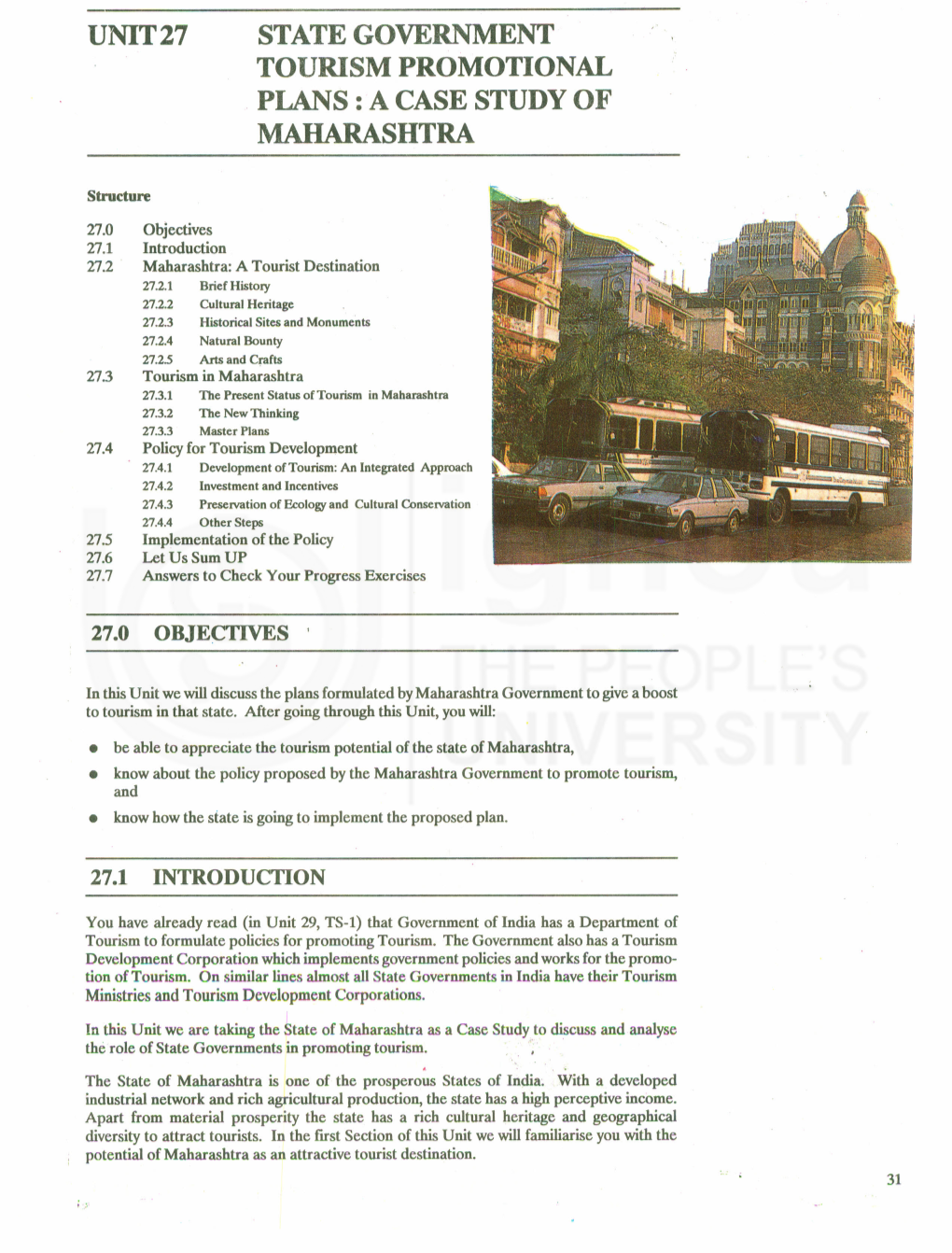 State Government Tourism Promotional Plans: a Case Study of Maharashtra