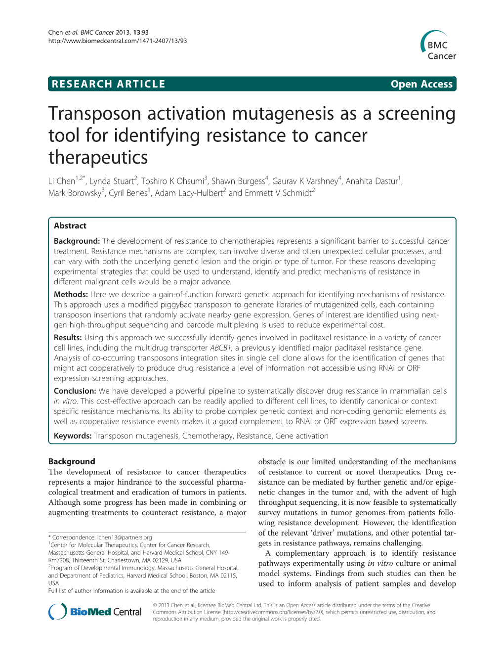 Transposon Activation Mutagenesis As a Screening Tool for Identifying