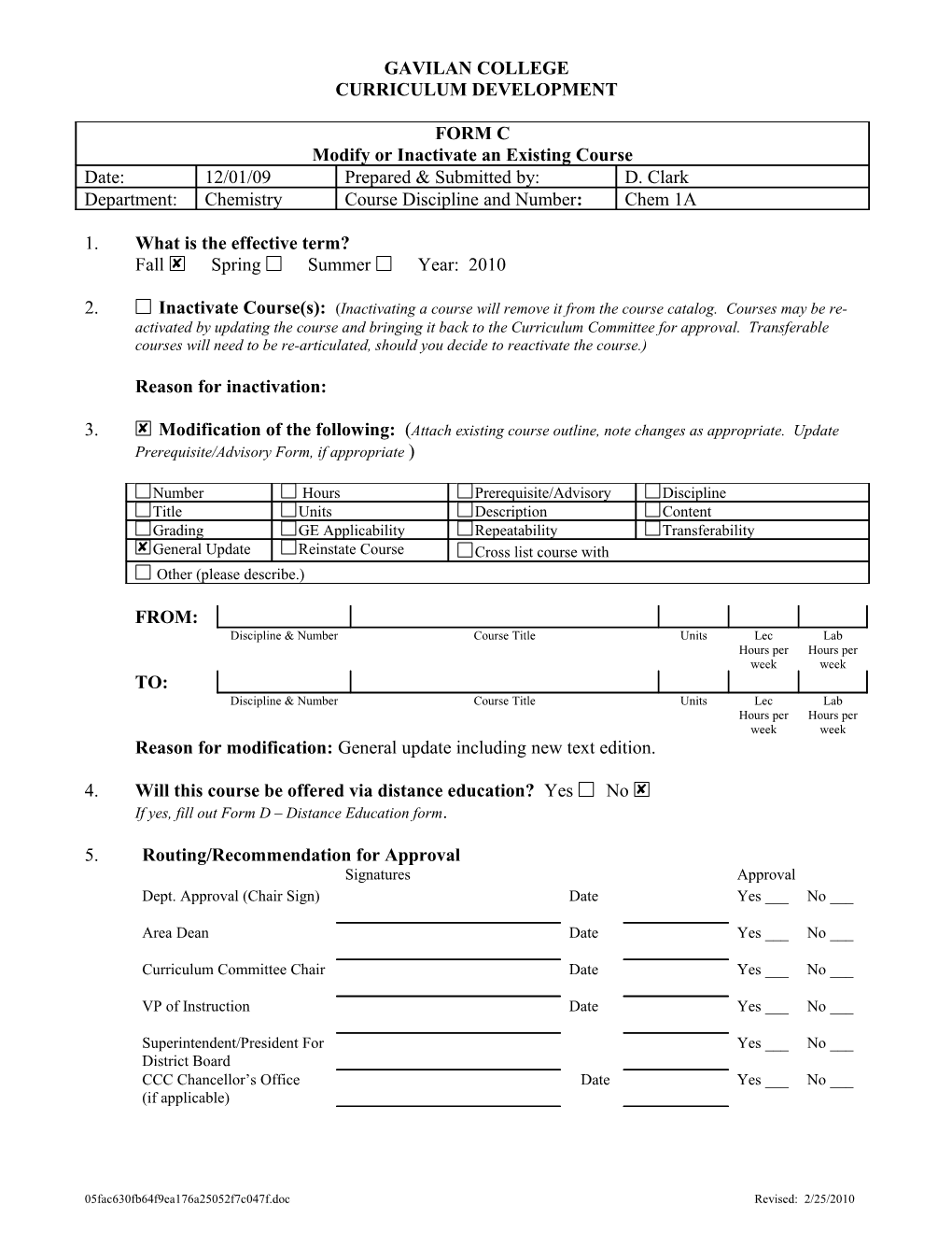 Course Discipline and s2