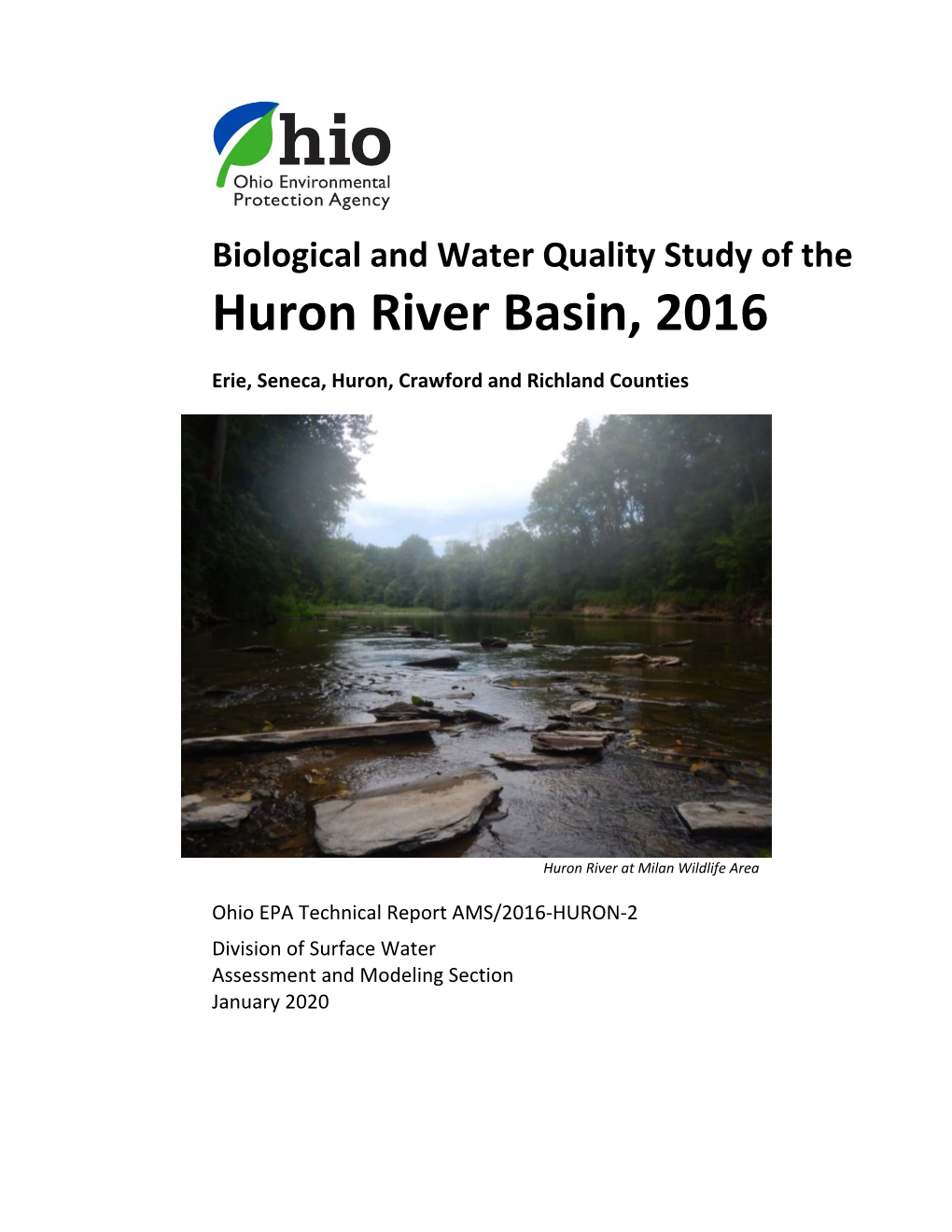Biological and Water Quality Study of the Huron River Basin, 2016