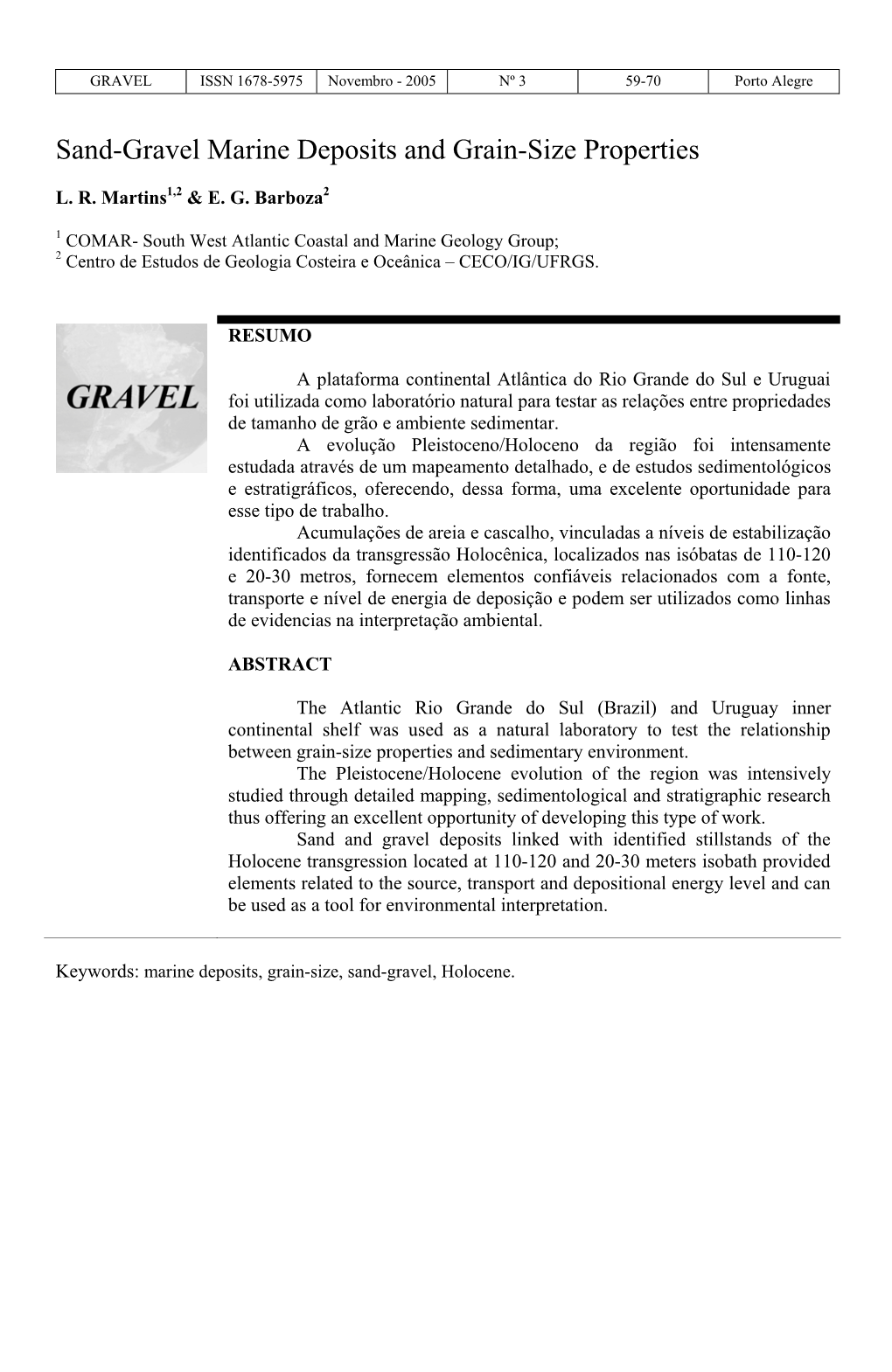 Sand-Gravel Marine Deposits and Grain-Size Properties