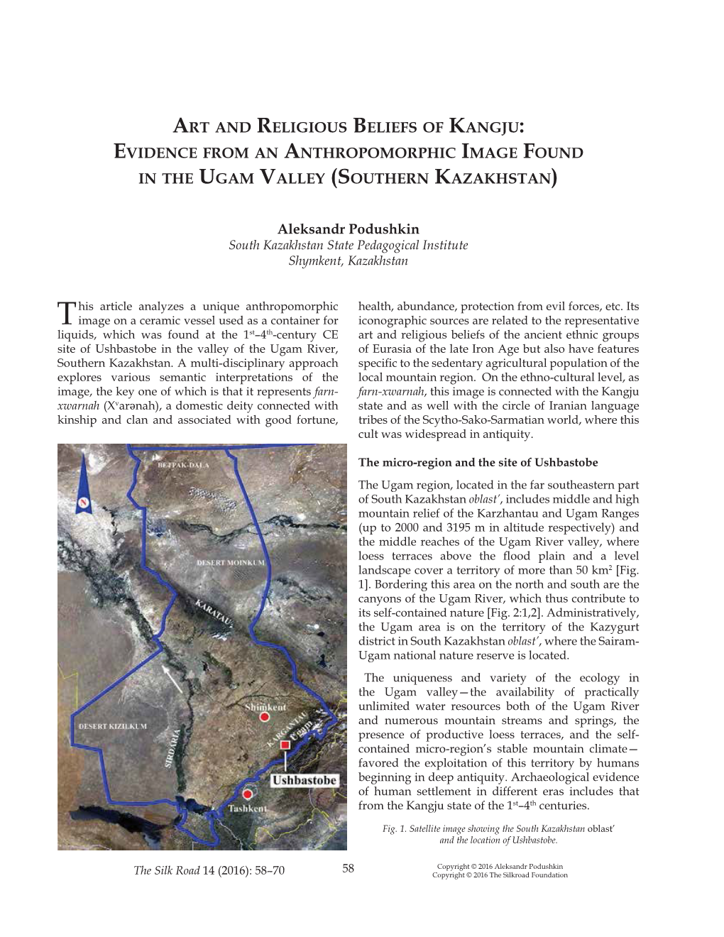 Art and Religious Beliefs of Kangju: Evidence from an Anthropomorphic Image Found in the Ugam Valley (Southern Kazakhstan)