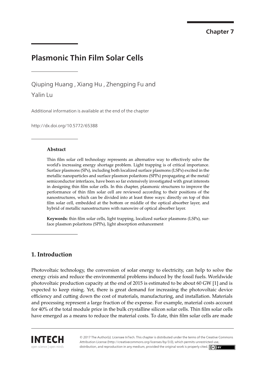 Plasmonic Thin Film Solar Cellscells