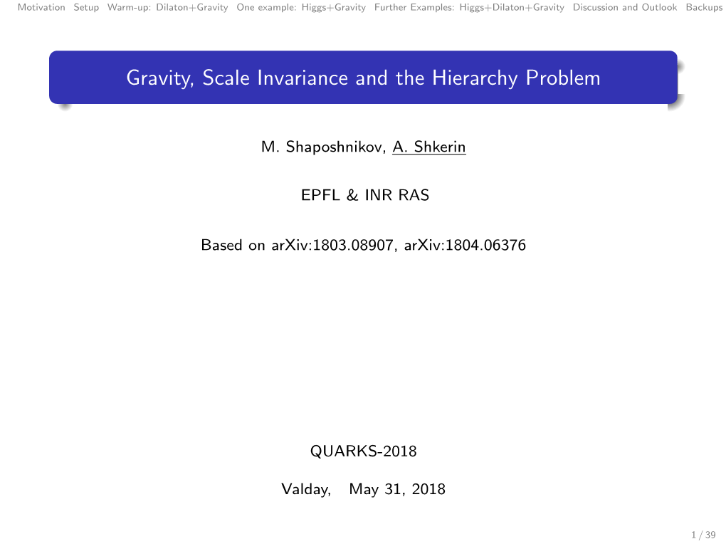 Gravity, Scale Invariance and the Hierarchy Problem