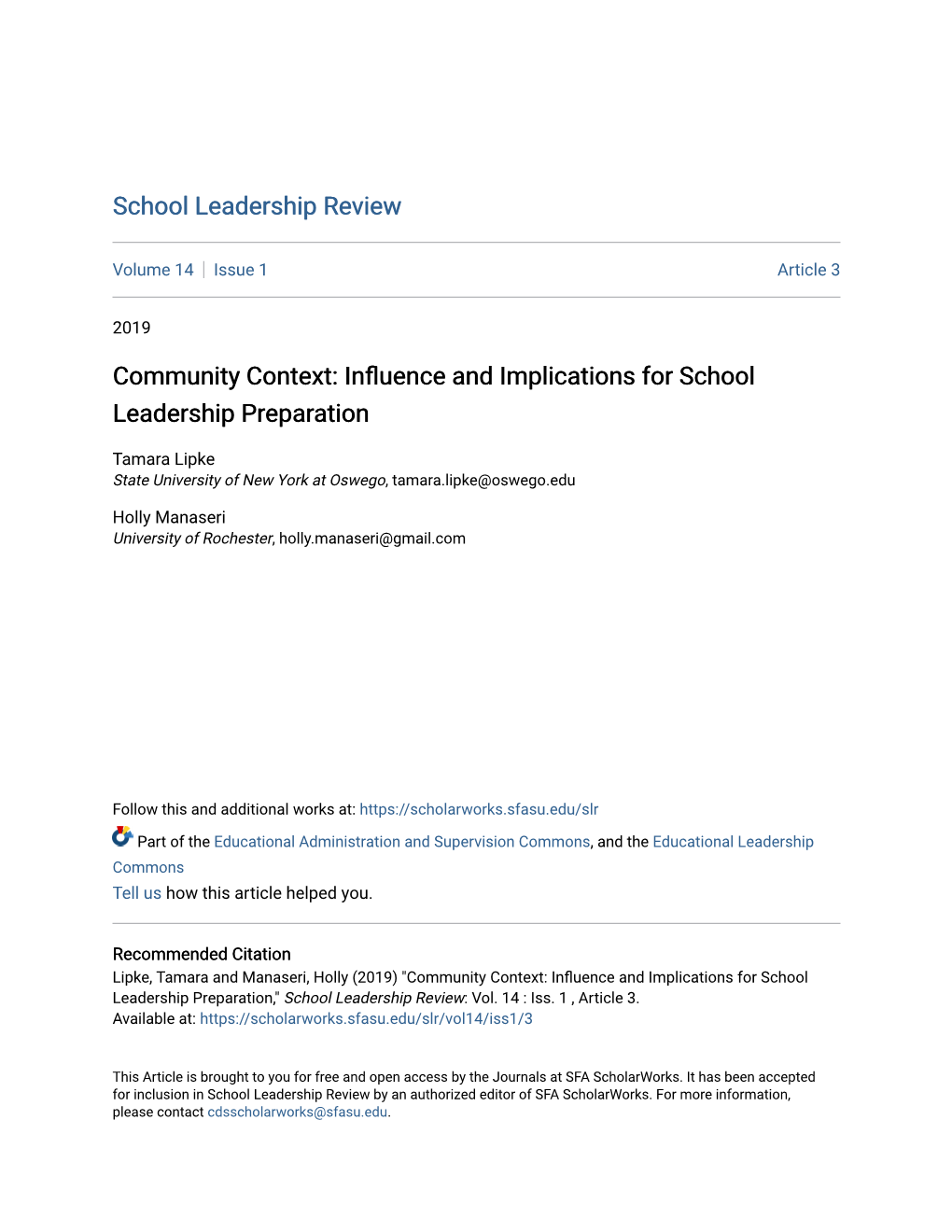 Community Context: Influence and Implications for School Leadership Preparation