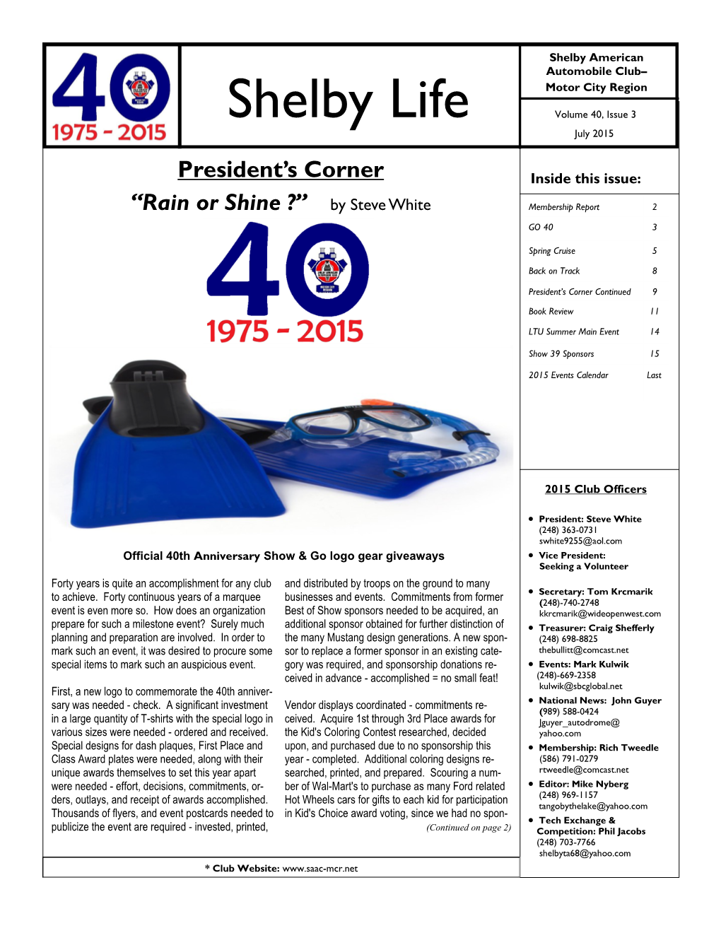 Shelby Life Volume 40, Issue 3 July 2015