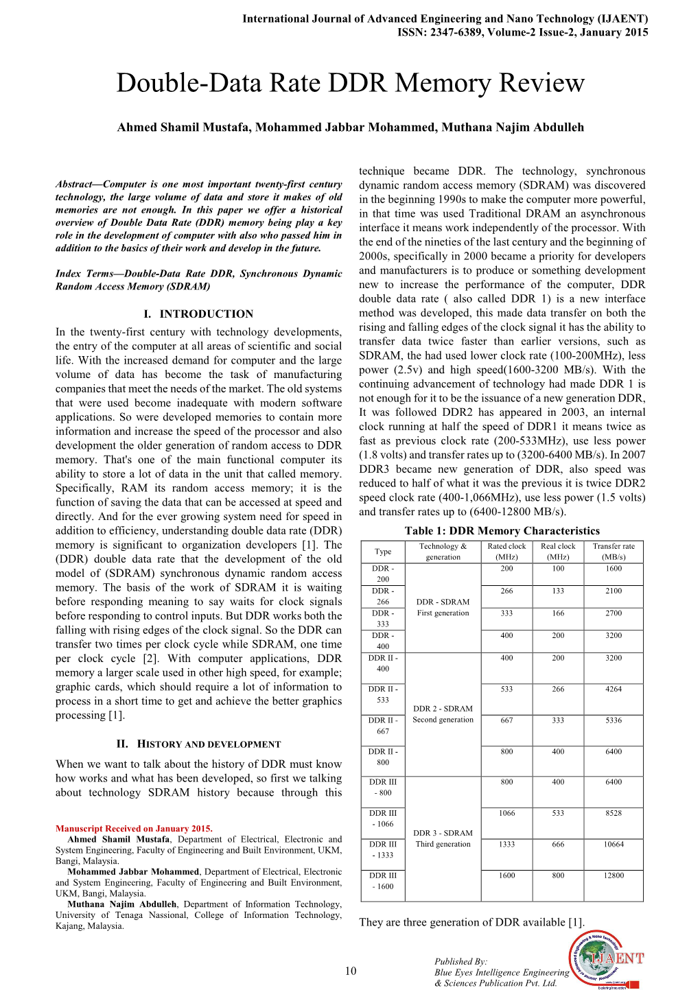 Double-Data Rate DDR Memory Review