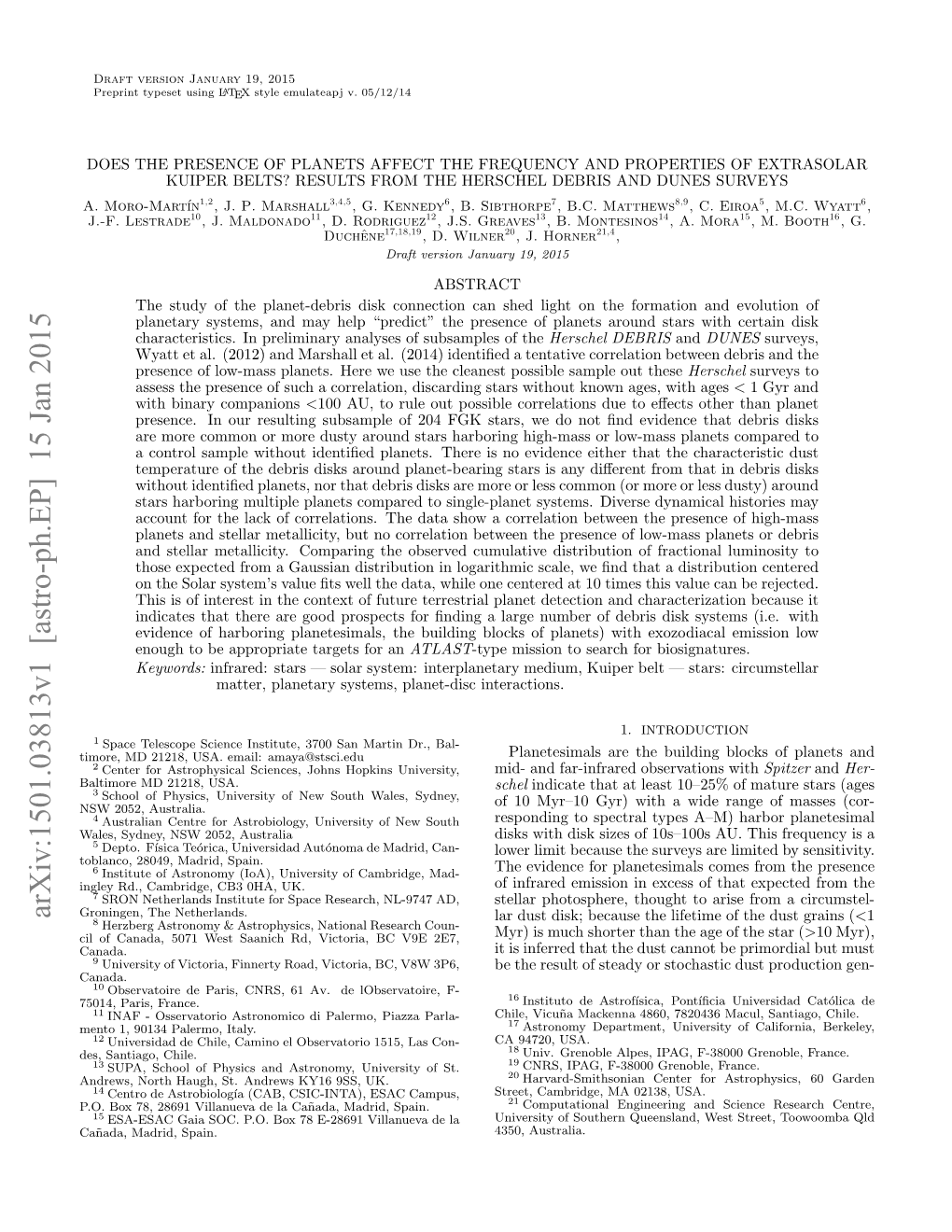 Does the Presence of Planets Affect the Frequency and Properties of Extrasolar Kuiper Belts? Results from the Herschel Debris and Dunes Surveys A