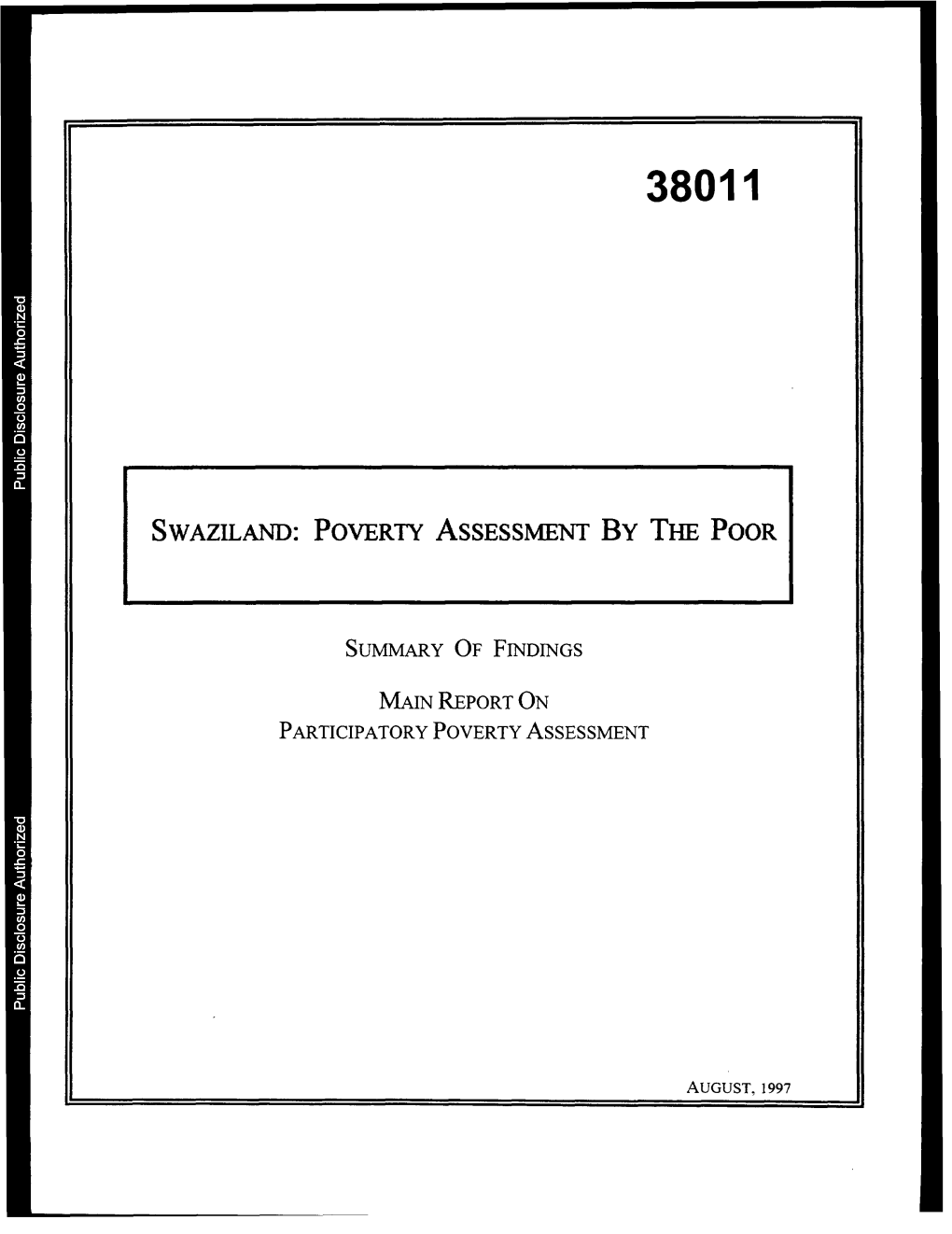 SWAZILAND: Poverty ASSESSMENT by the POOR