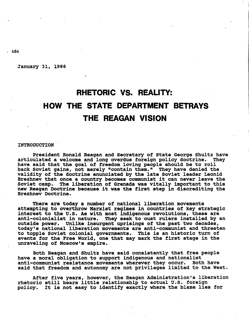 How the State Department Betrays the Reagan Vision