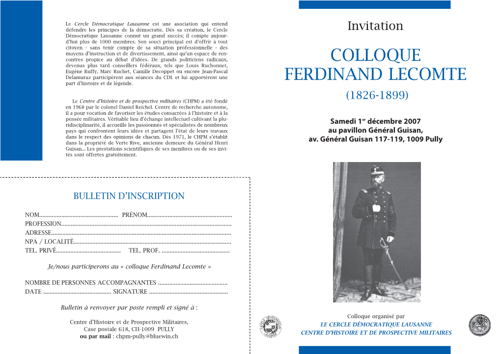 Colloque Ferdinand Lecomte »