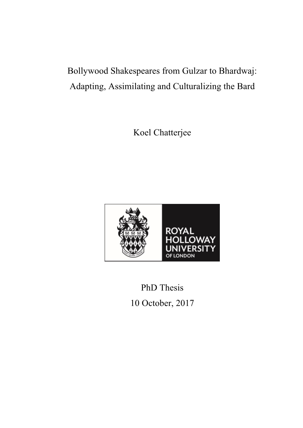 Koel Chatterjee Phd Thesis