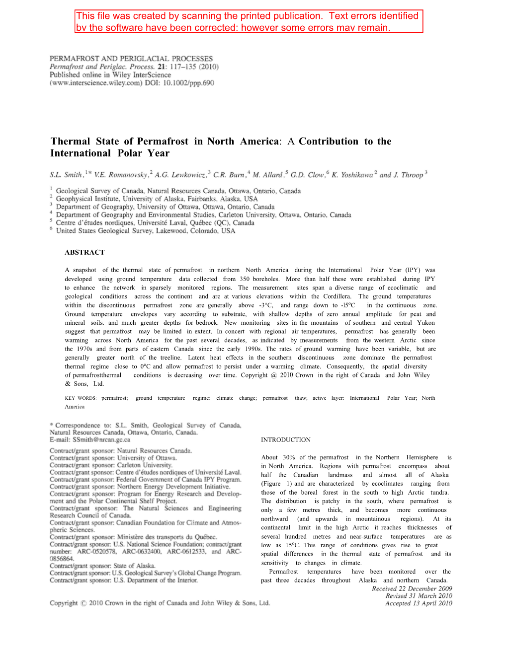 Thermal State of Permafrost in North $PHULFD