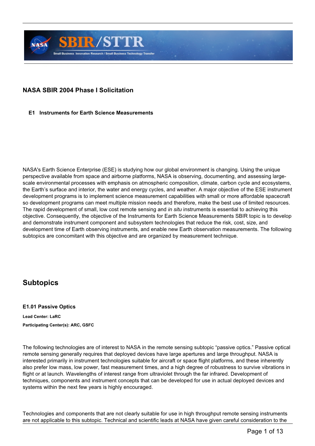 Instruments for Earth Science Measurements