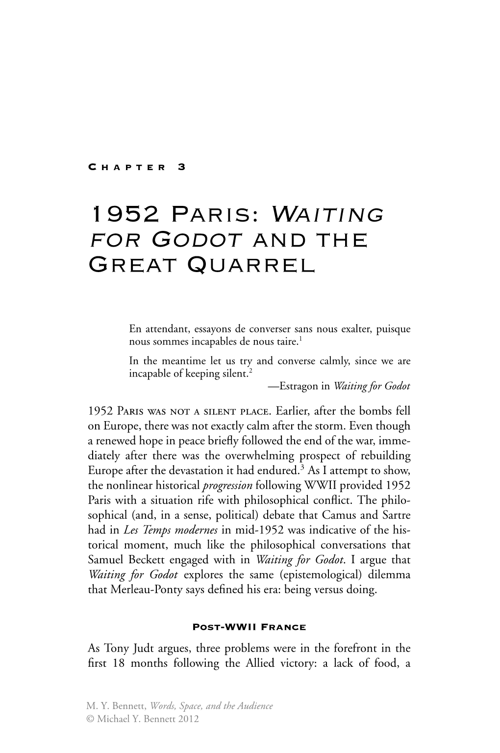 1952 Paris: Waiting for Godot and the Great Quarrel