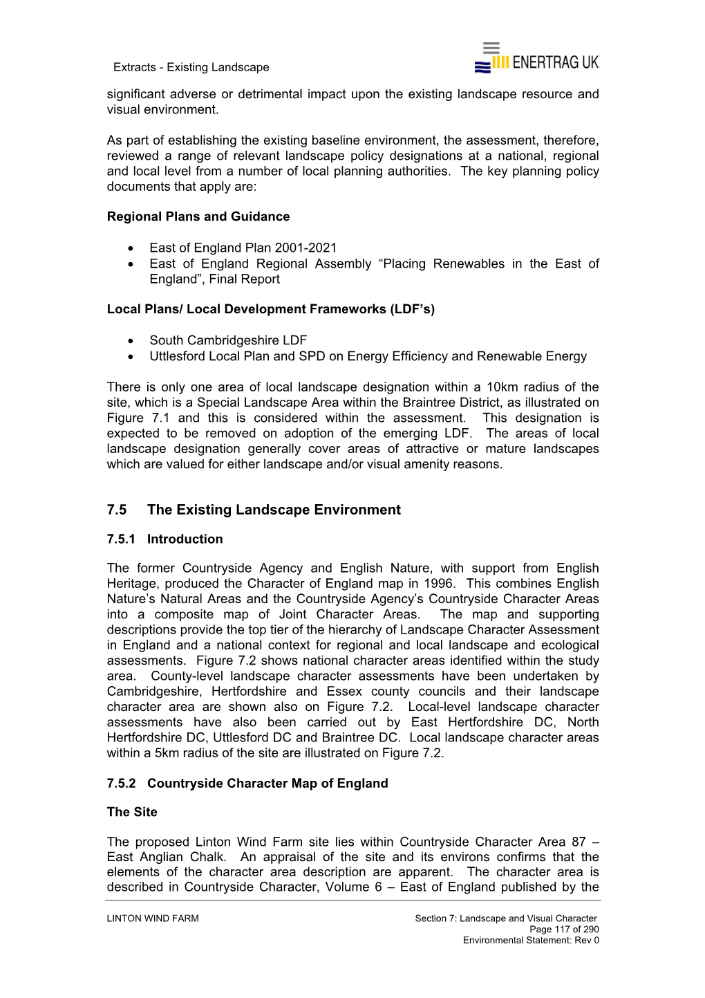 Wind Farm Site Lies Within Countryside Character Area 87 – East Anglian Chalk