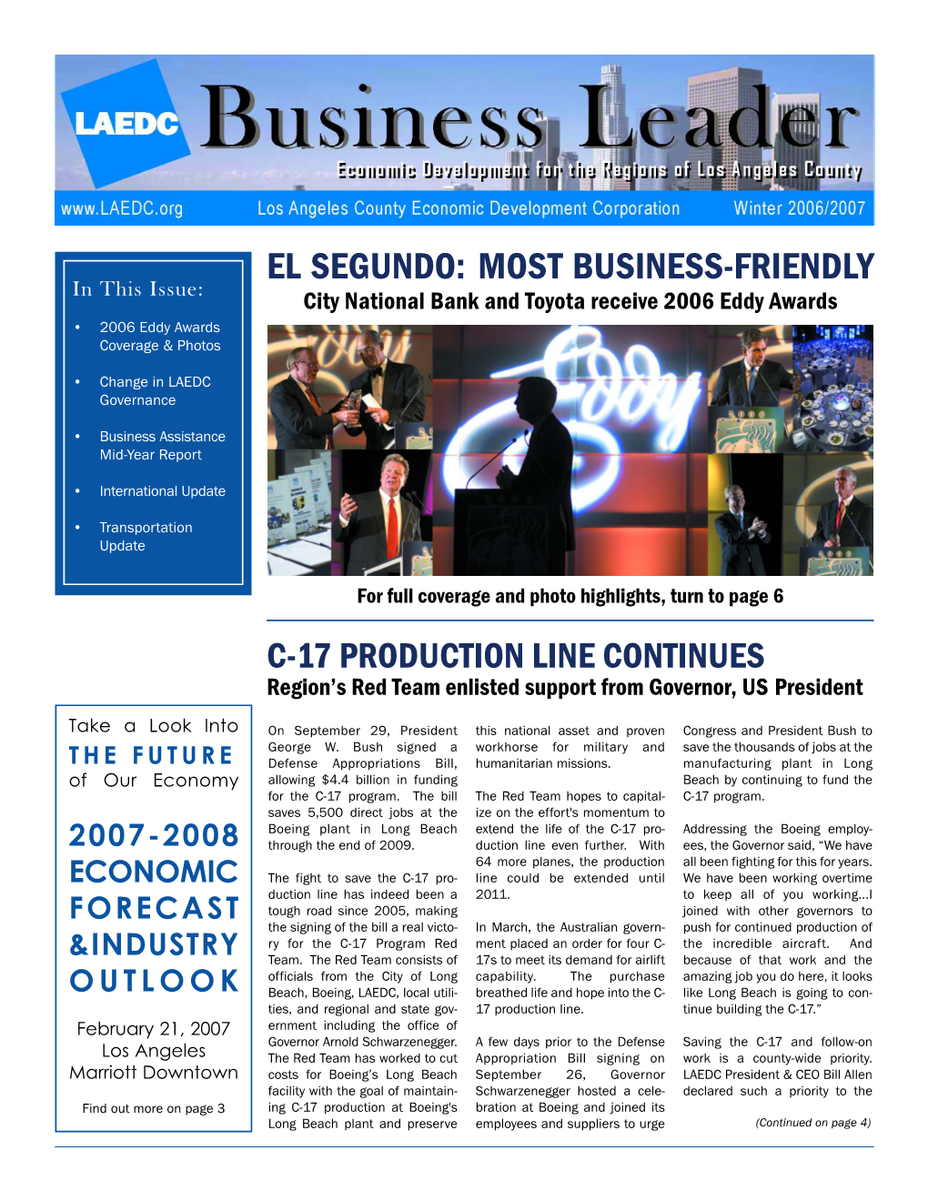 MOST BUSINESS-FRIENDLY in This Issue: City National Bank and Toyota Receive 2006 Eddy Awards • 2006 Eddy Awards Coverage & Photos