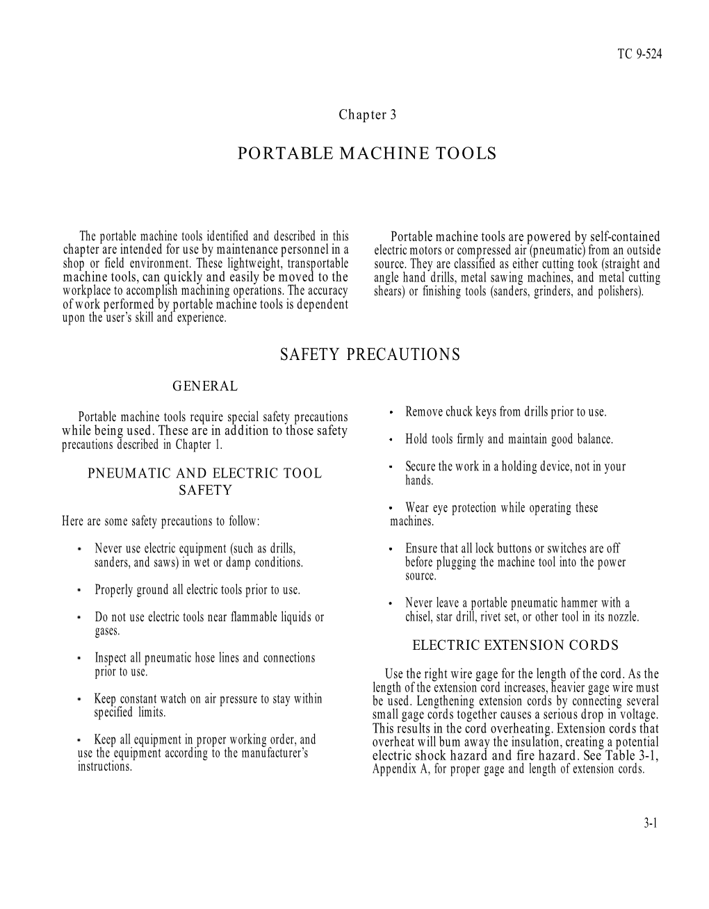 Portable Machine Tools Safety Precautions