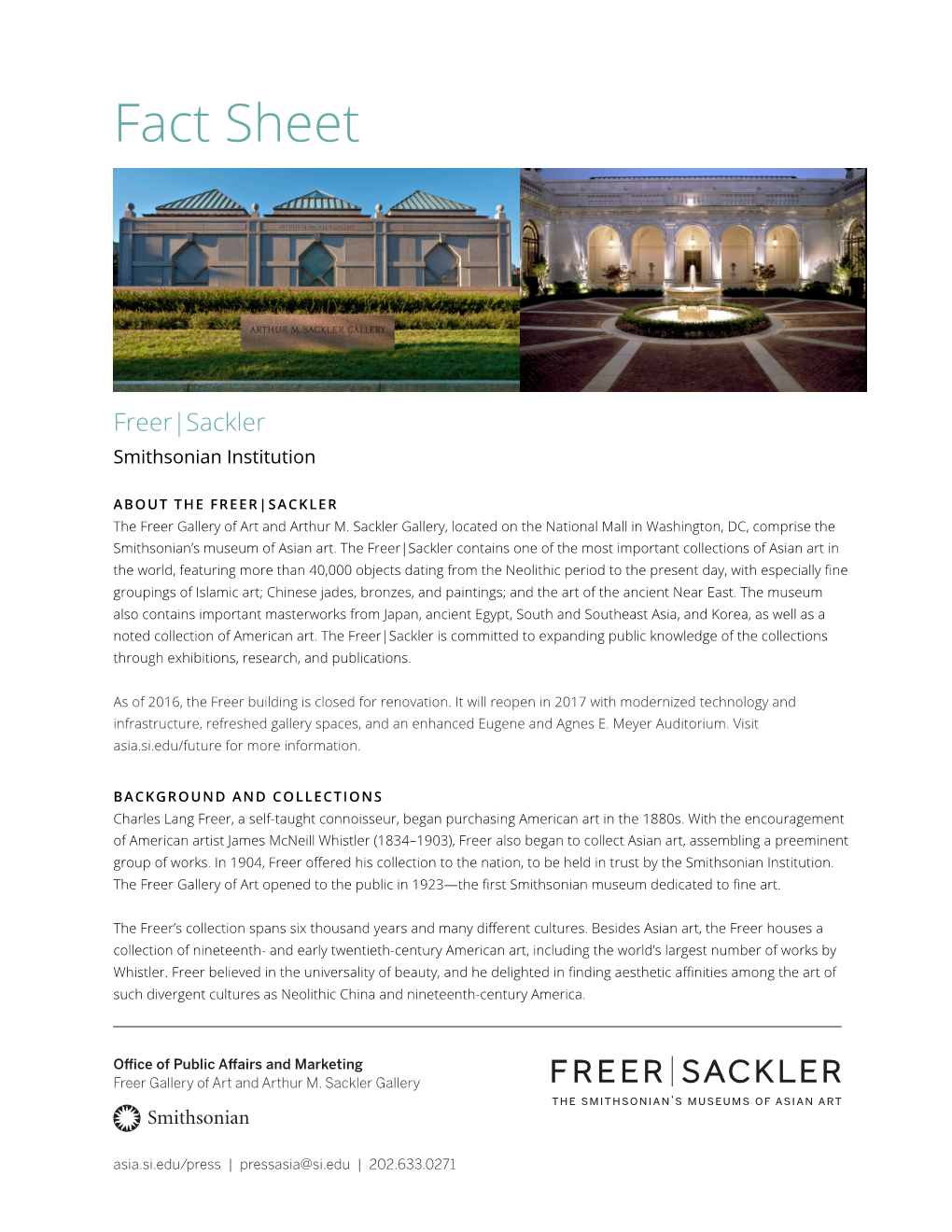 Freer Sackler Fact Sheet