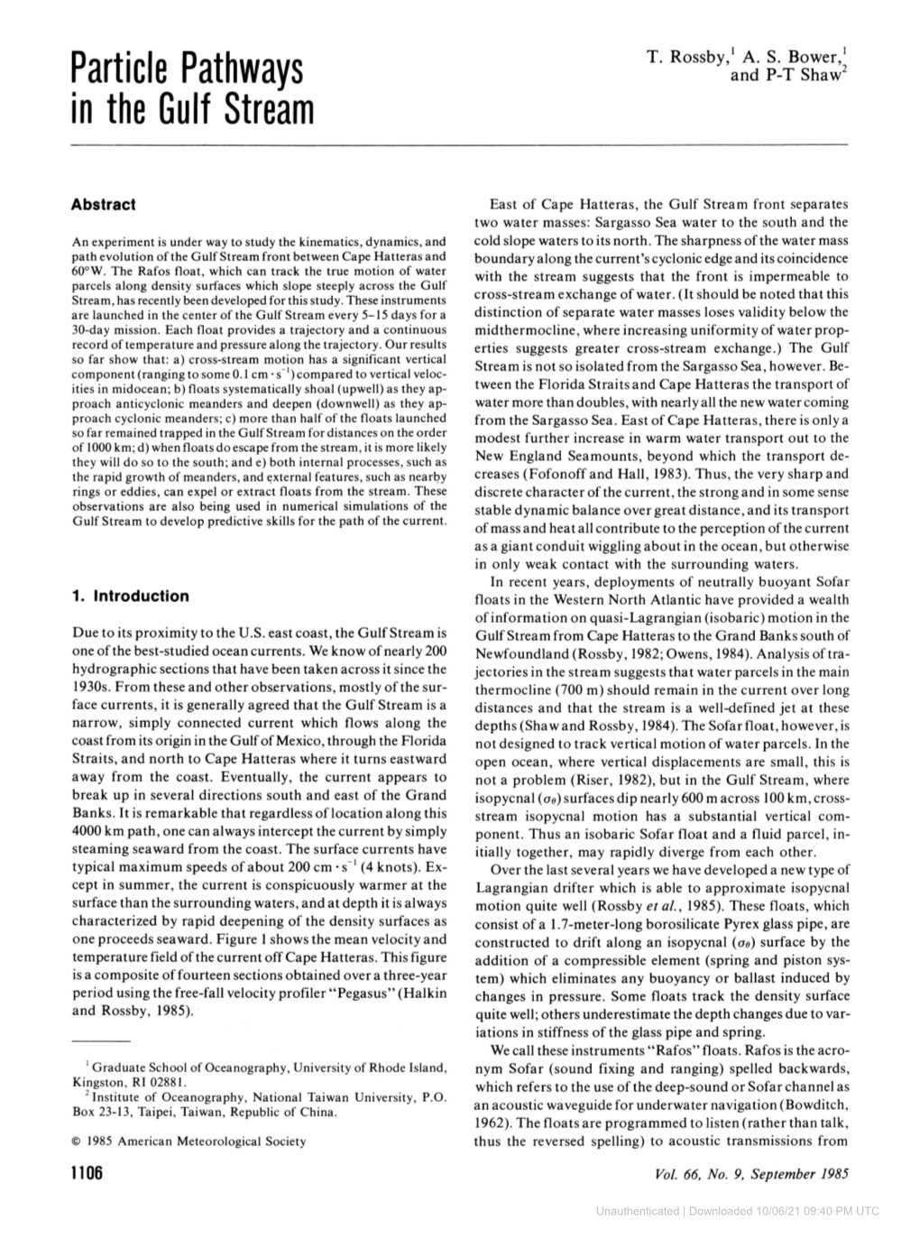 Particle Pathways in the Gulf Stream