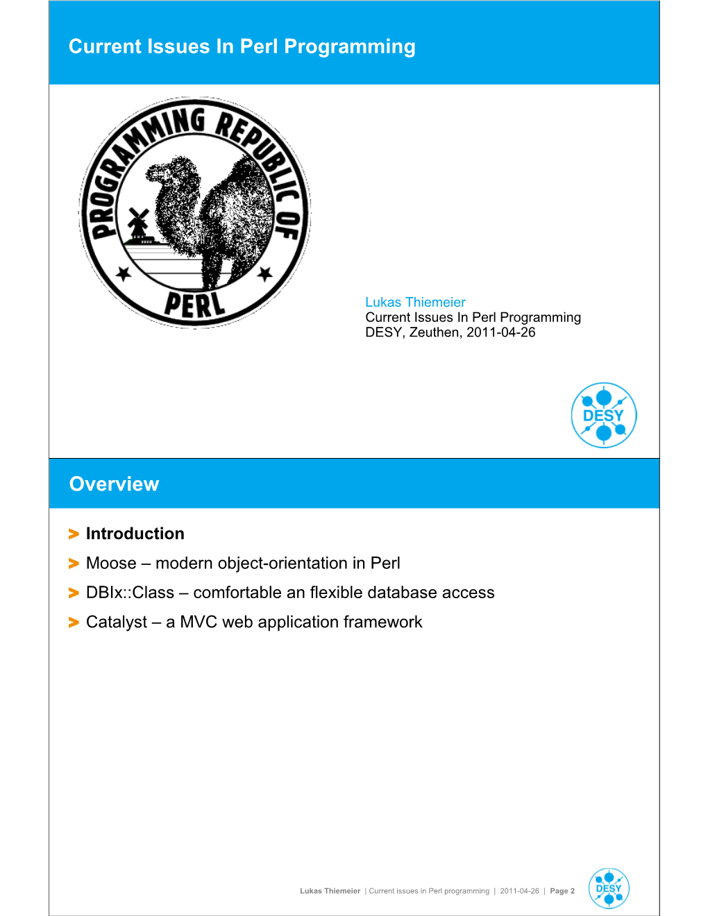 Current Issues in Perl Programming Overview