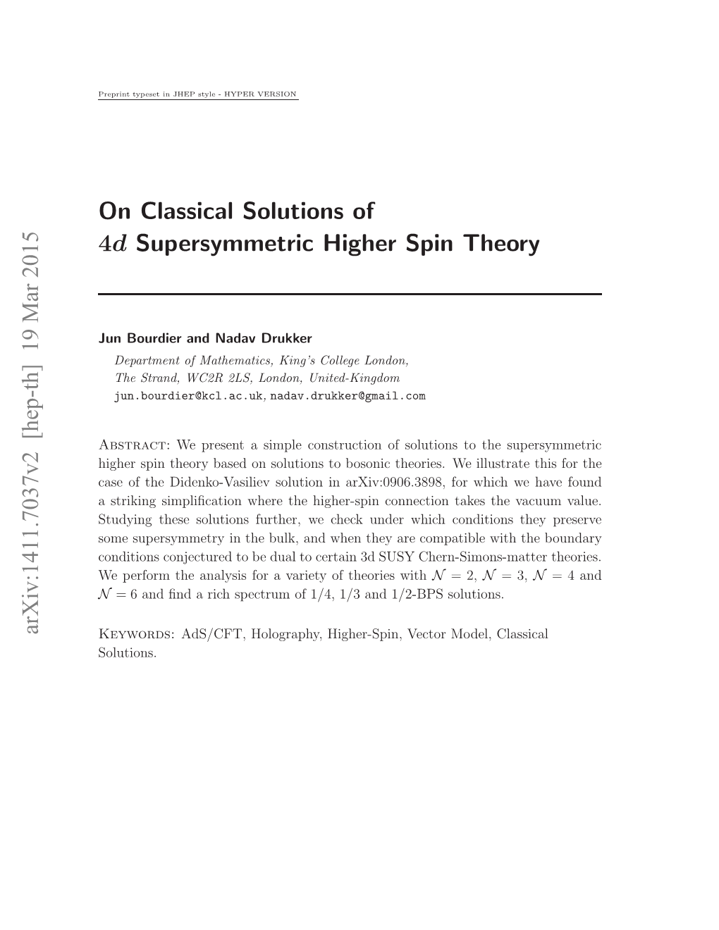 On Classical Solutions of 4D Supersymmetric Higher Spin Theory