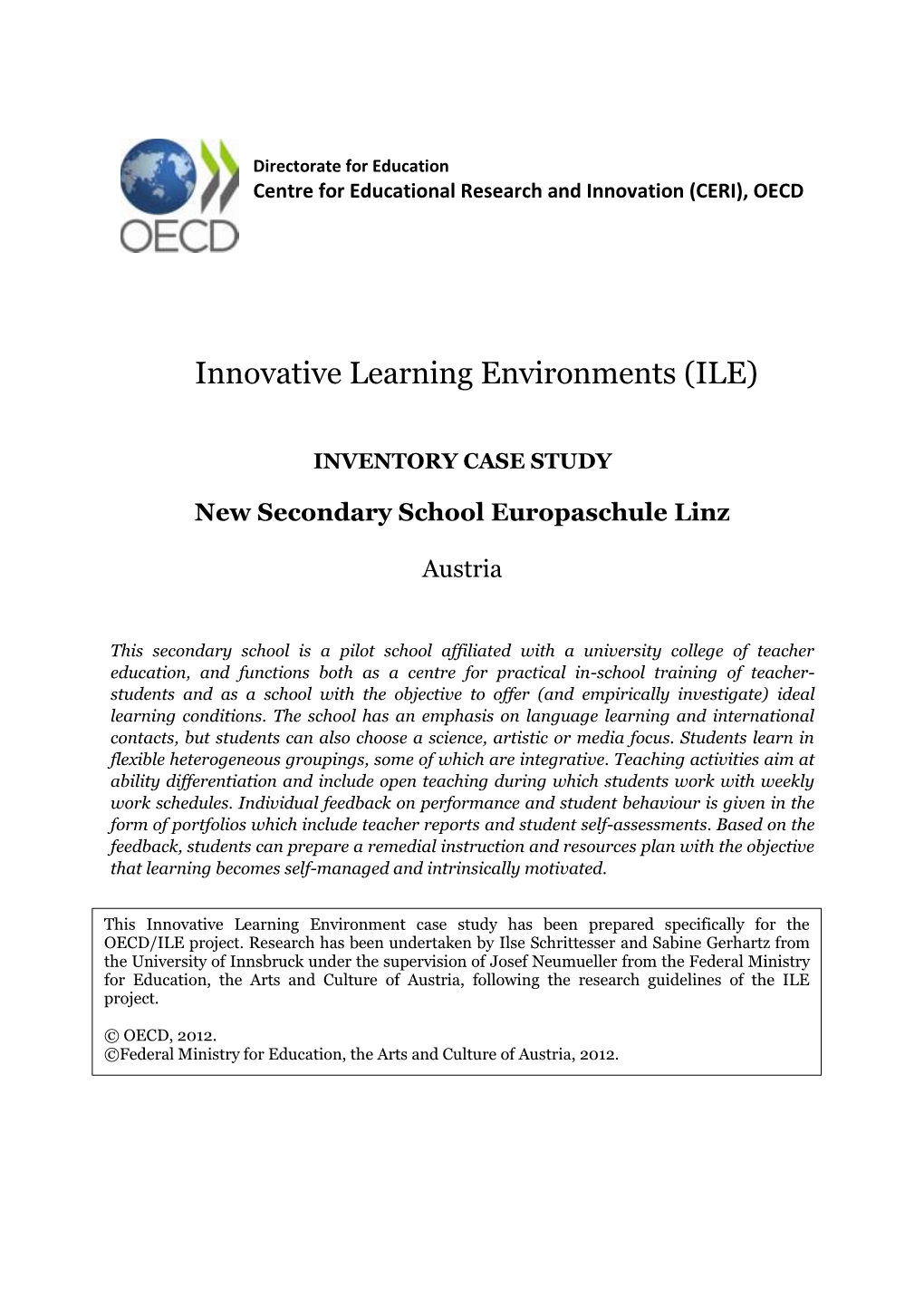 Innovative Learning Environments (ILE)